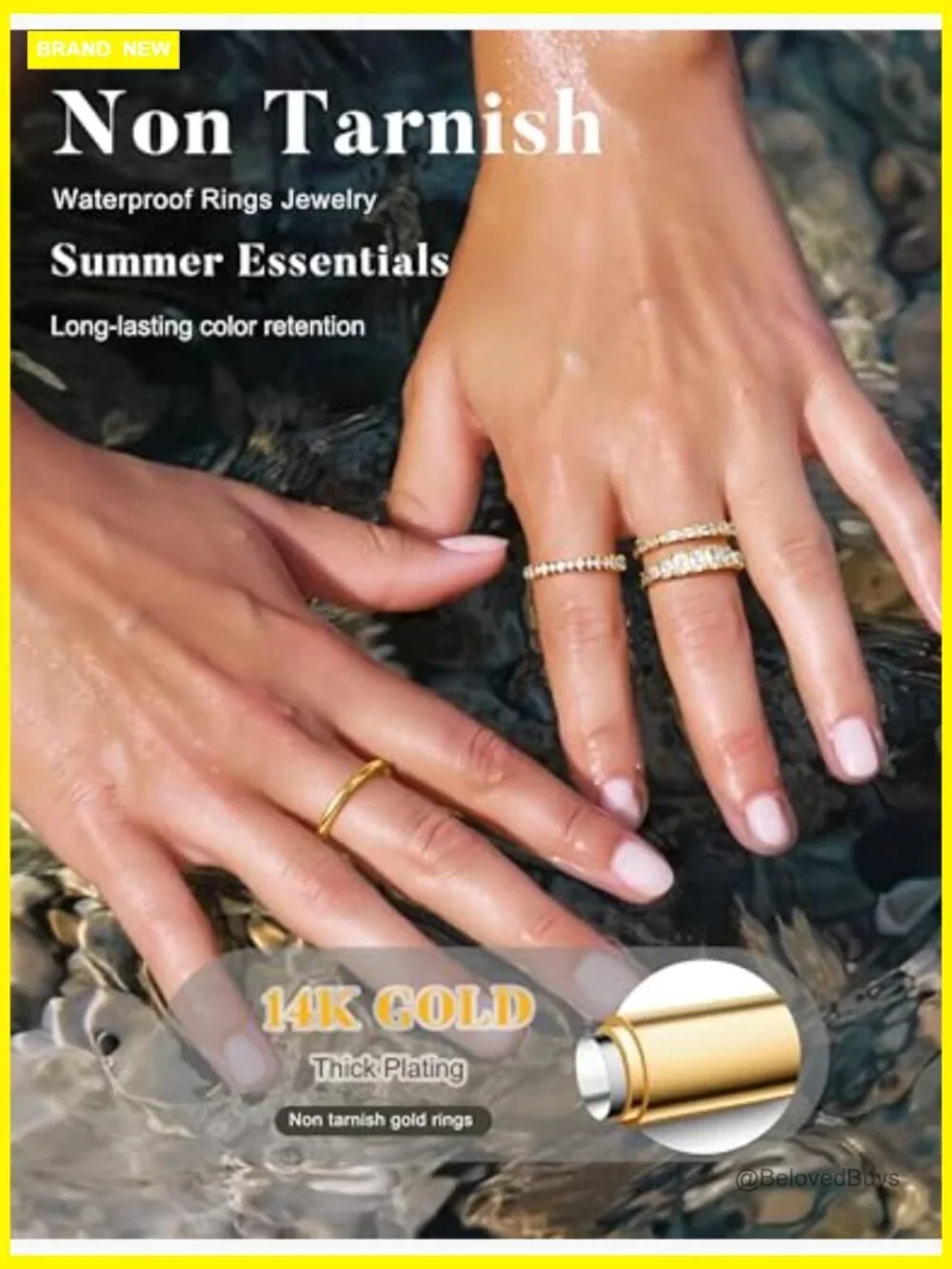 Stackable Rings Set for Women 14K Gold Plated Wedding Band Cubic Zirconia Ring